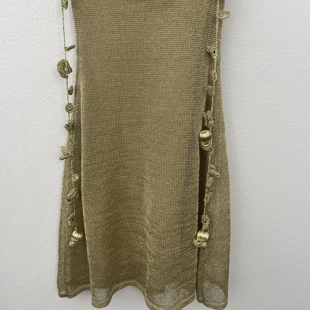 Cult Gaia Alonza Knit Dress Gold metallic crochet Mini Resort XS  $598msrp - Picture 13 of 15